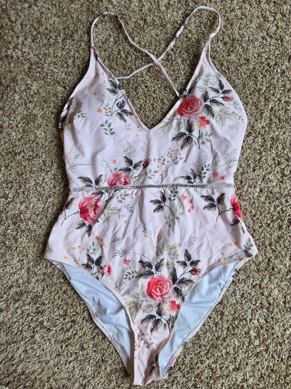Blush Pink Floral V-Neck Women’s Swimsuit